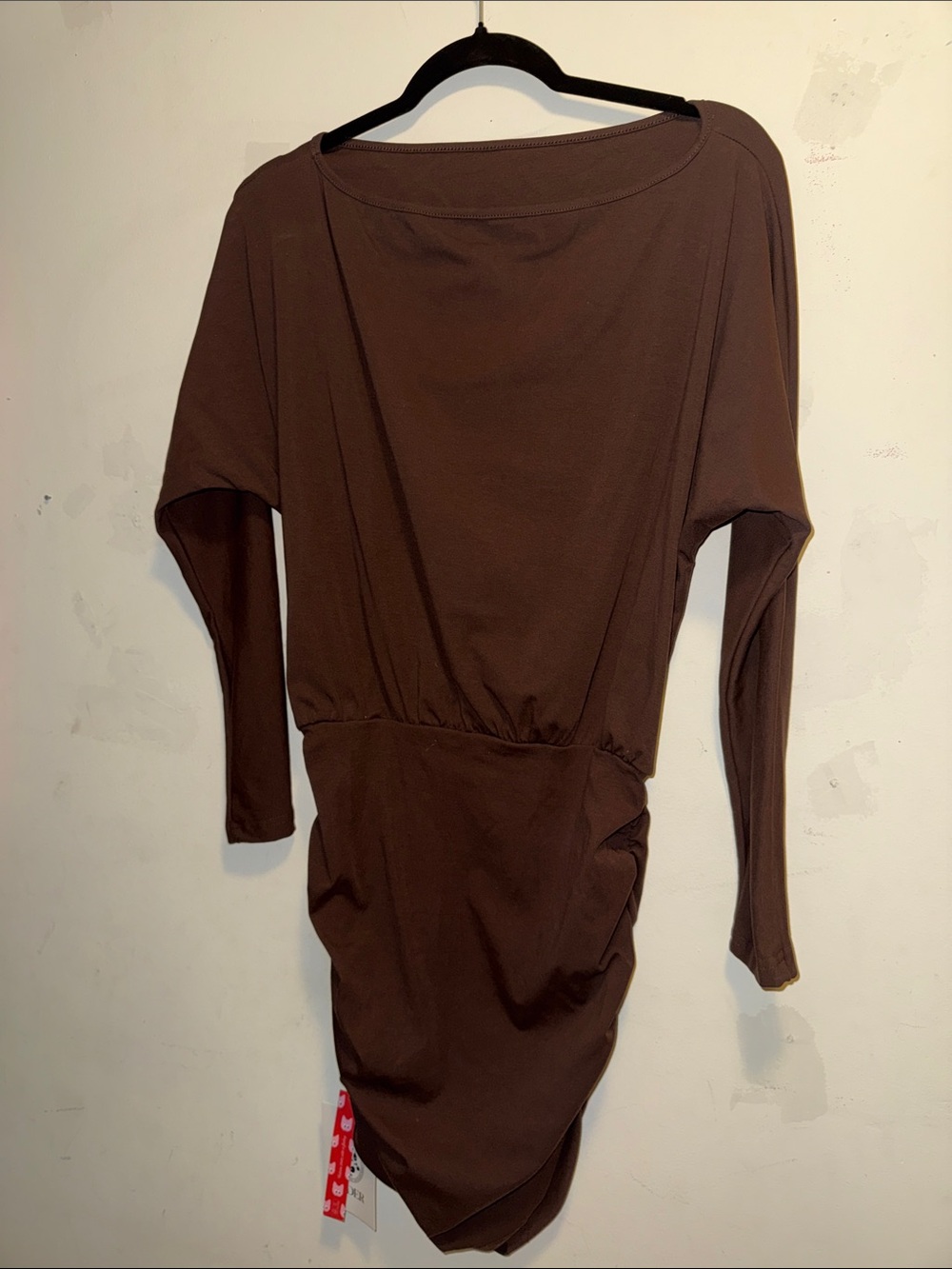 Women’s Long Sleeve Brown Ruched Dress w tags